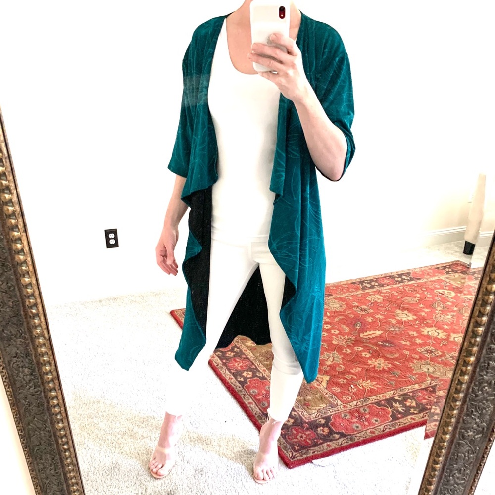 BNWT S teal floral kimono cardigan lularoe Shirley